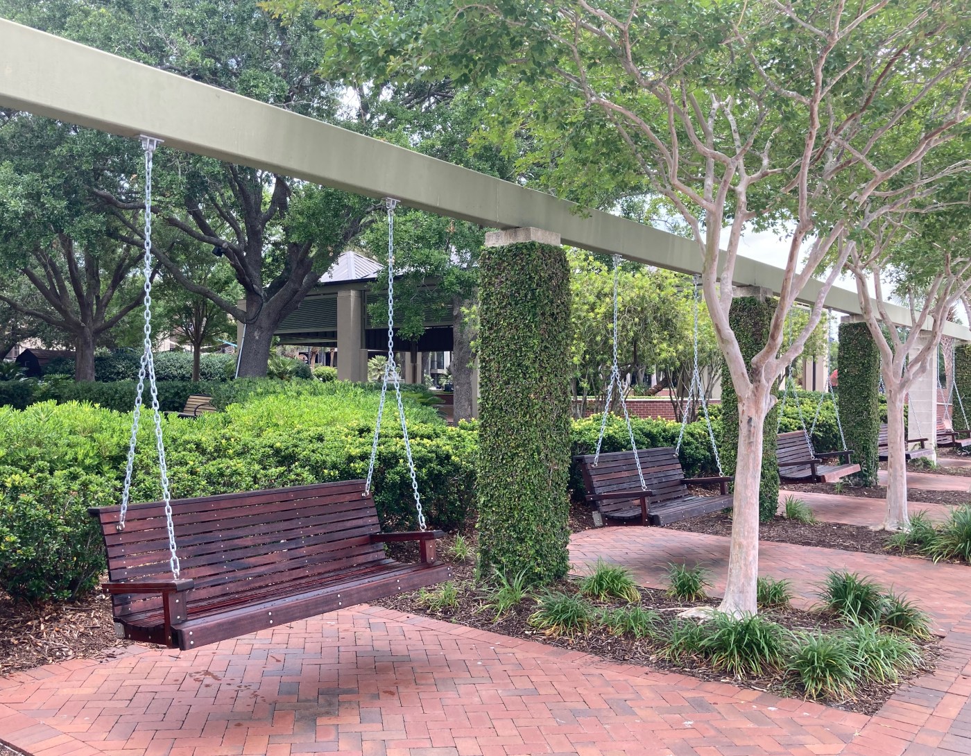 porch swings in a park