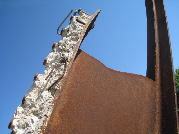 close up of steel beam with concrete from World Trade Center